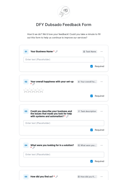 My ClickUp Client Feedback Form