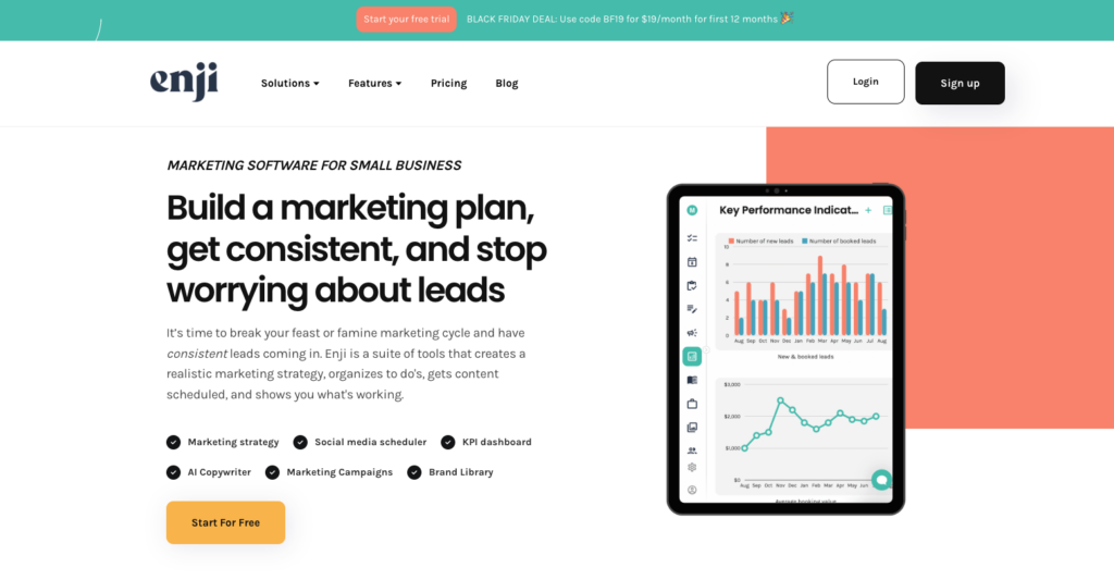 Black Friday Tech Deal on Enji Marketing Software for small businesses