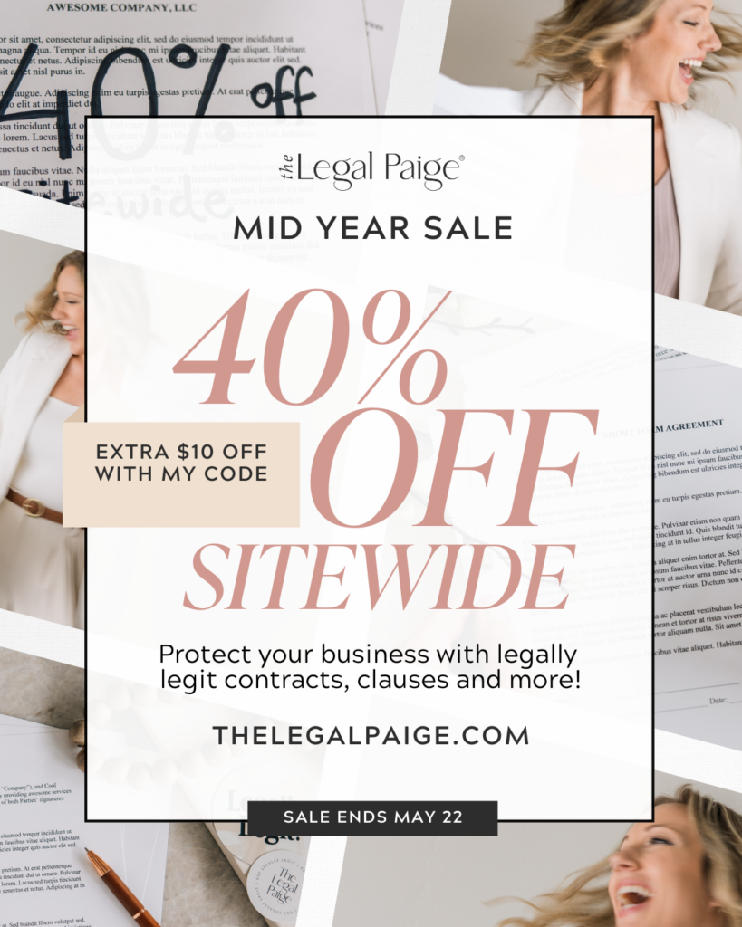 The Legal Paige Mid Years Sale on Contract Templates